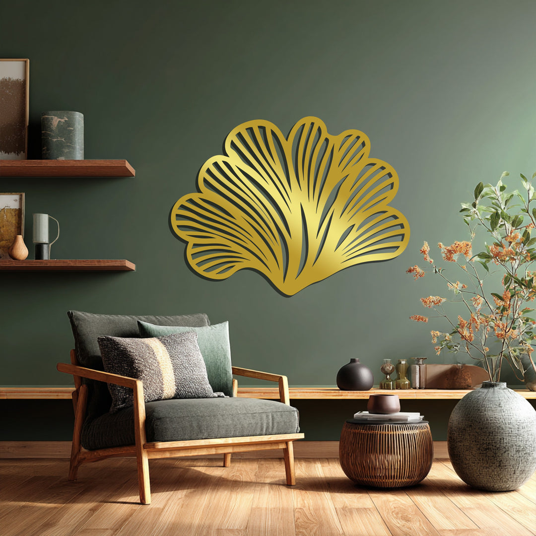 Abstract Leaf Fan Metal Wall Art – Modern Black Botanical Decor