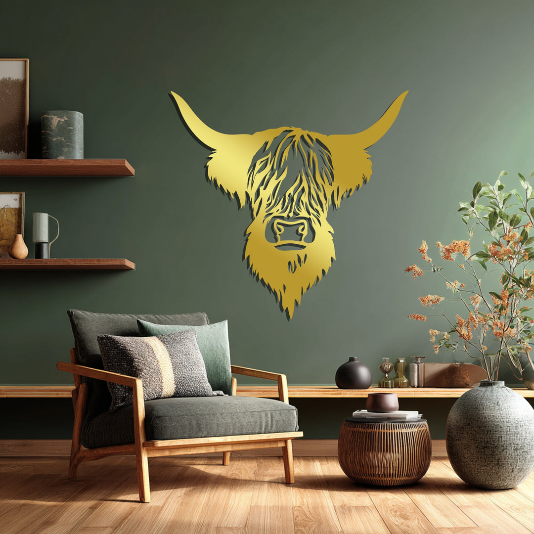 Highland Cow Metal Wall Art – Rustic Farmhouse Red Bull Decor