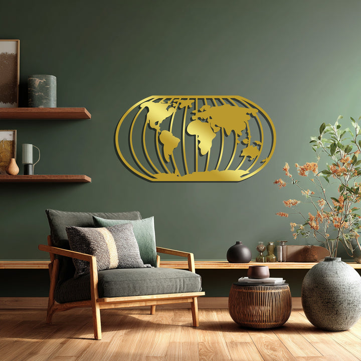 Earth globe metal wall art