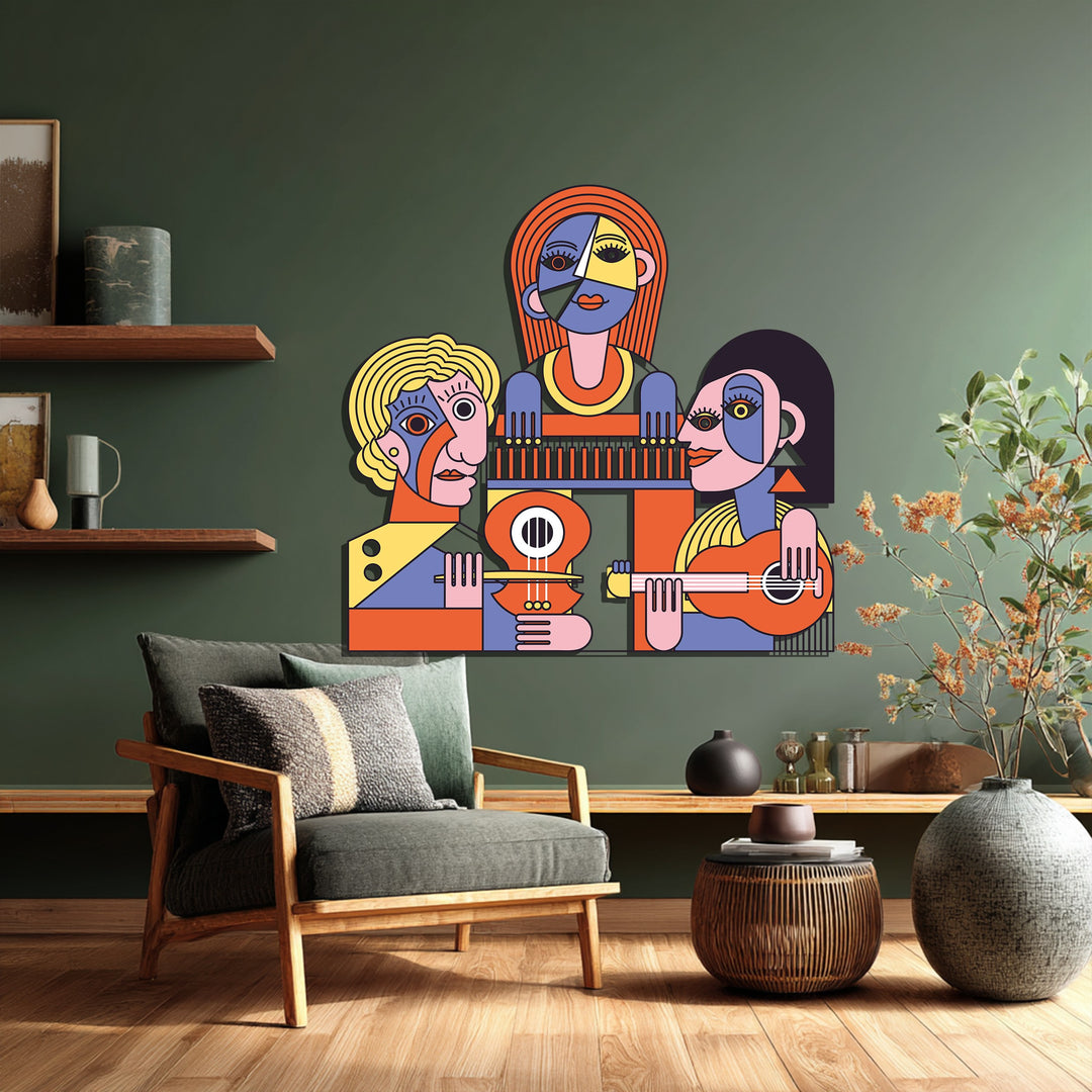 Rhythms of Abstraction – Cubist Musicians Ensemble Metal Wall Art