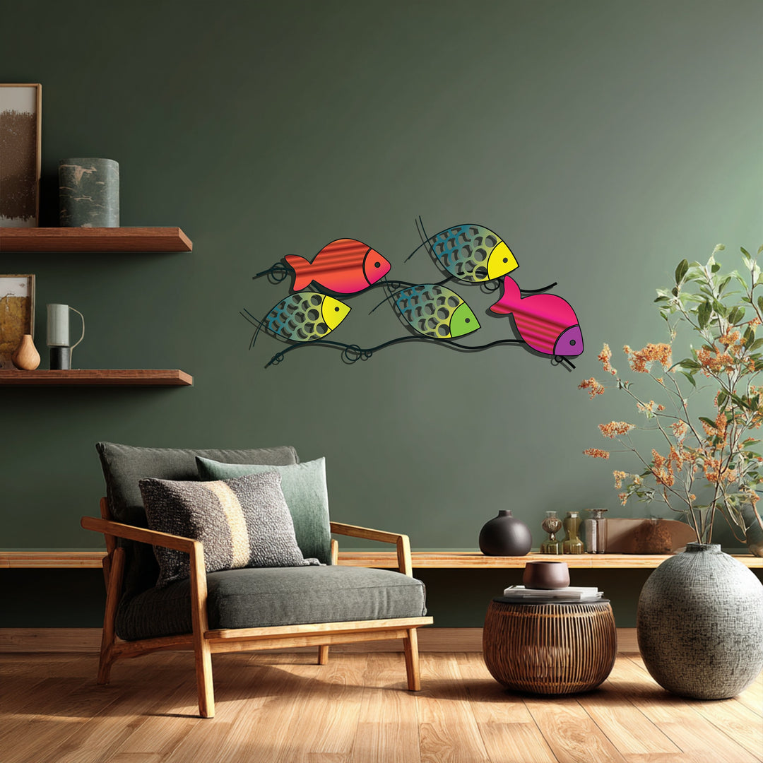 Colorful Fish Metal Wall Art – Modern Ocean-Inspired Abstract Design