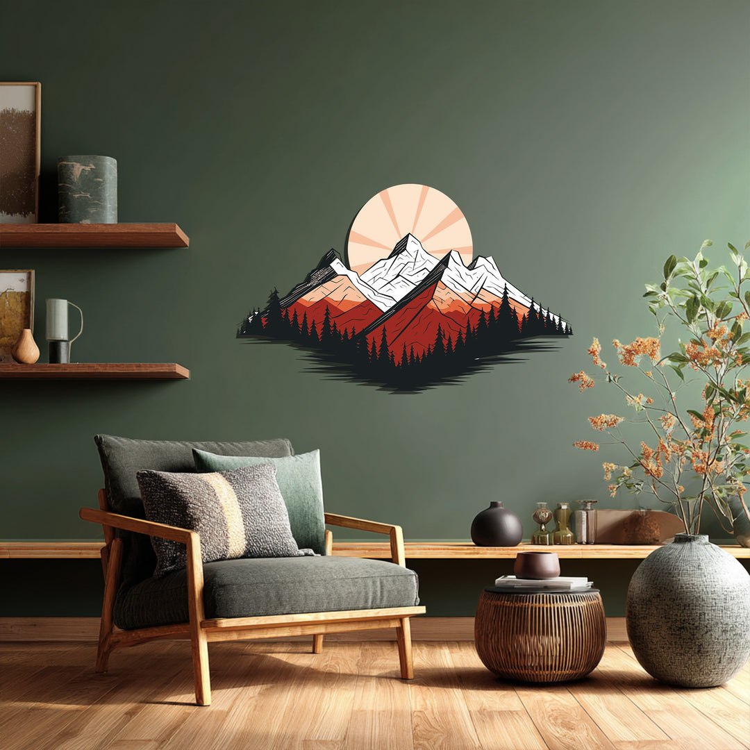 Majestic Peaks – Sunset Mountain Landscape Metal Wall Art