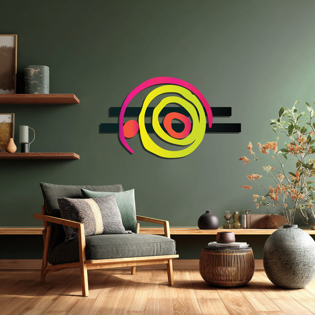 Neon Spiral Metal Wall Art – Modern Abstract Colorful Design