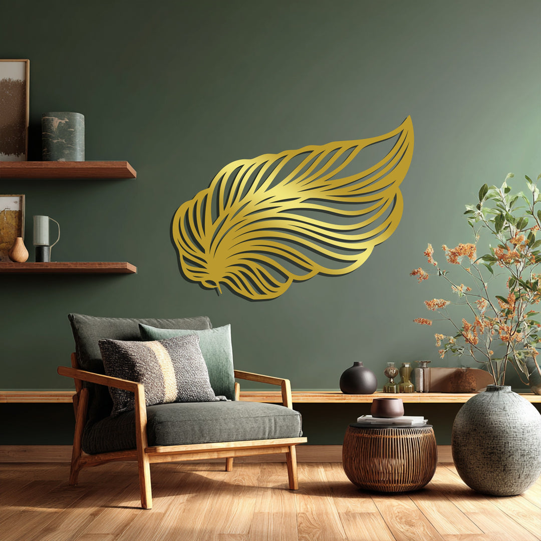 Elegant Wing Feather Metal Wall Art – Modern Black Décor