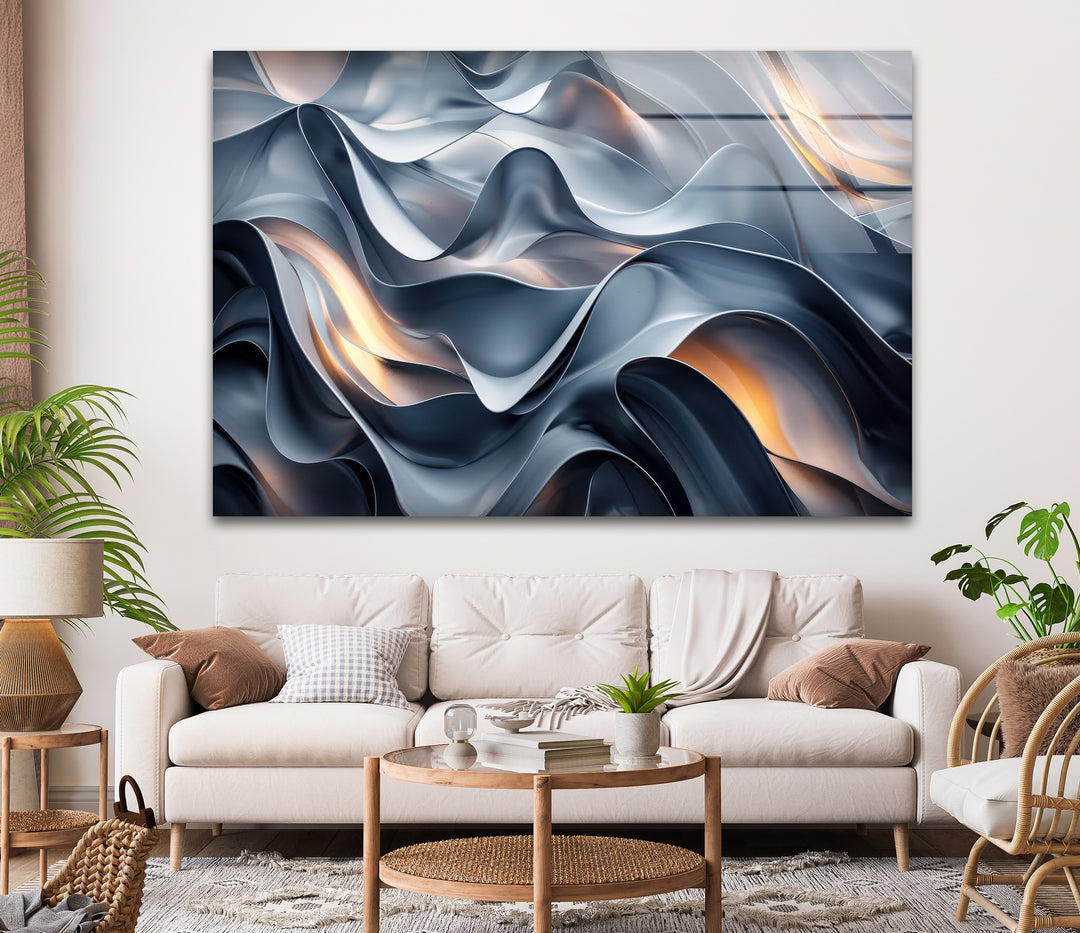 موجات إمبر من إيروفلوينت - تدفق معدني منحوت اللوحات الزجاجية الجدارية