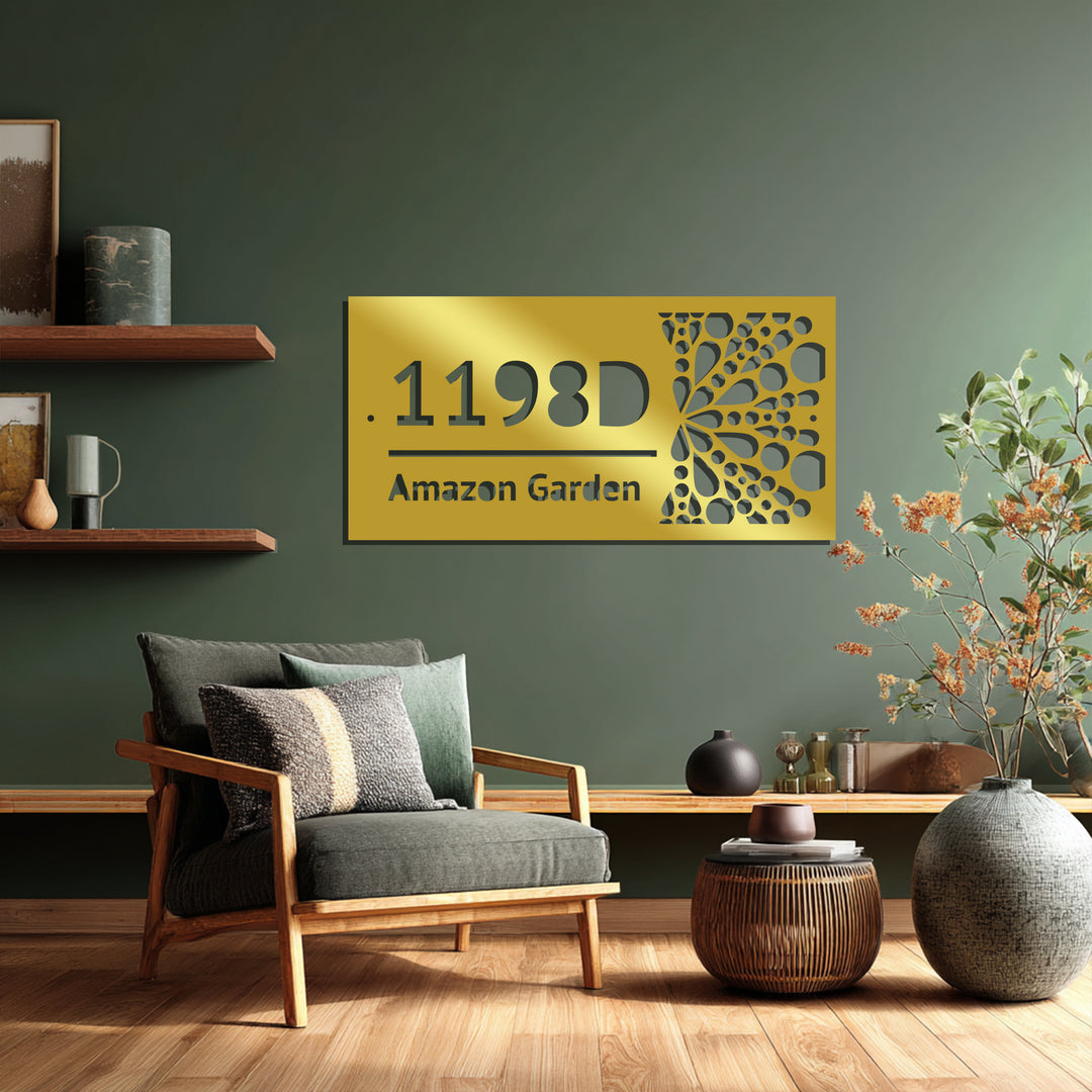 Custom Metal Address Plaque – Modern Raindrop Design House Number Sign