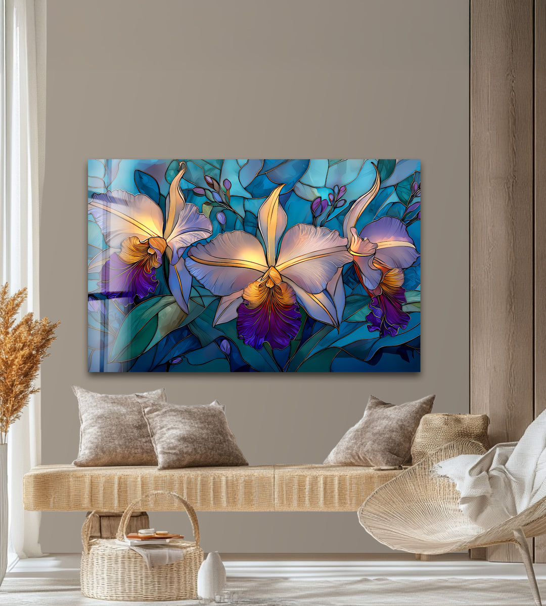Orchid Symphony – Tropical Bloom Glass Wall Art