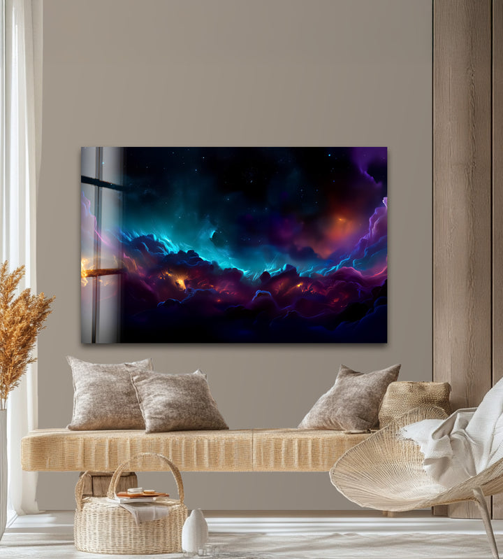 Portal to the Cosmos – Abstract Galaxy Dreamscape Glass Wall Art