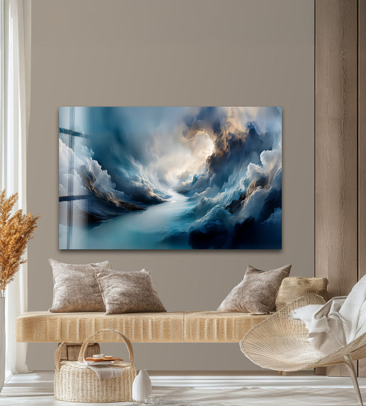 Blau gebeiztes Baumleben Glasbilder