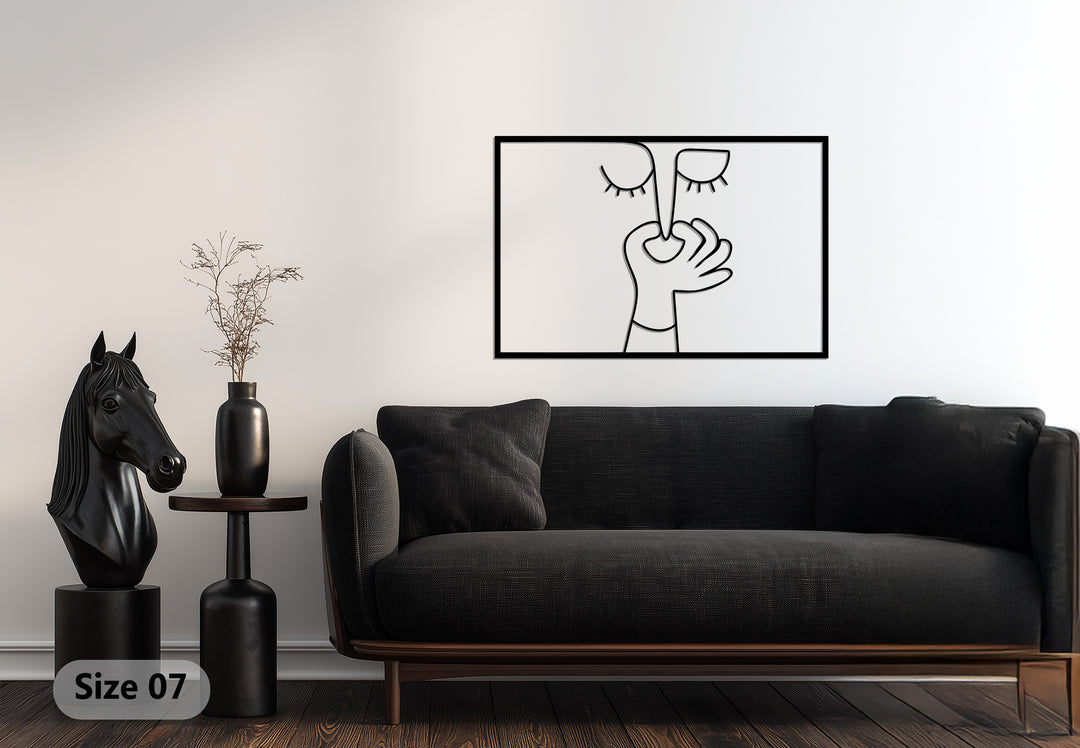 Abstract Silence Face – Modern Red Metal Wall Art