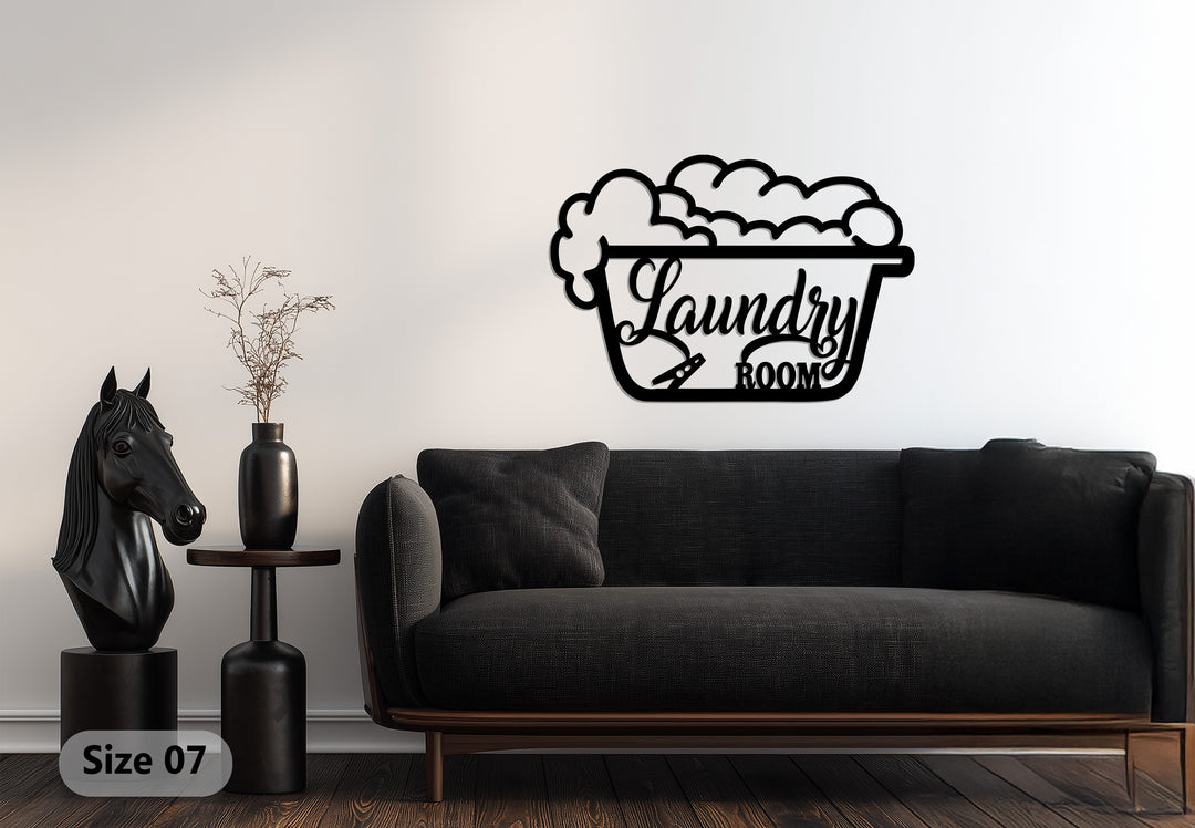 Laundry Room Metal Wall Art with UV Print – Vintage Wash Tub Design