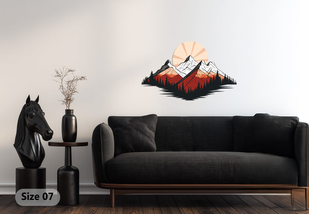 Majestic Peaks – Sunset Mountain Landscape Metal Wall Art