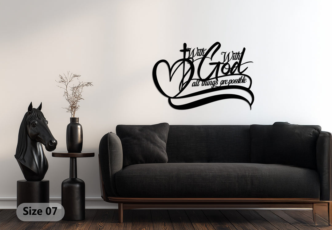 With God All Things Are Possible – Red Christian Metal Wall Art