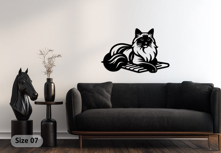 Elegant cat metal wall decor