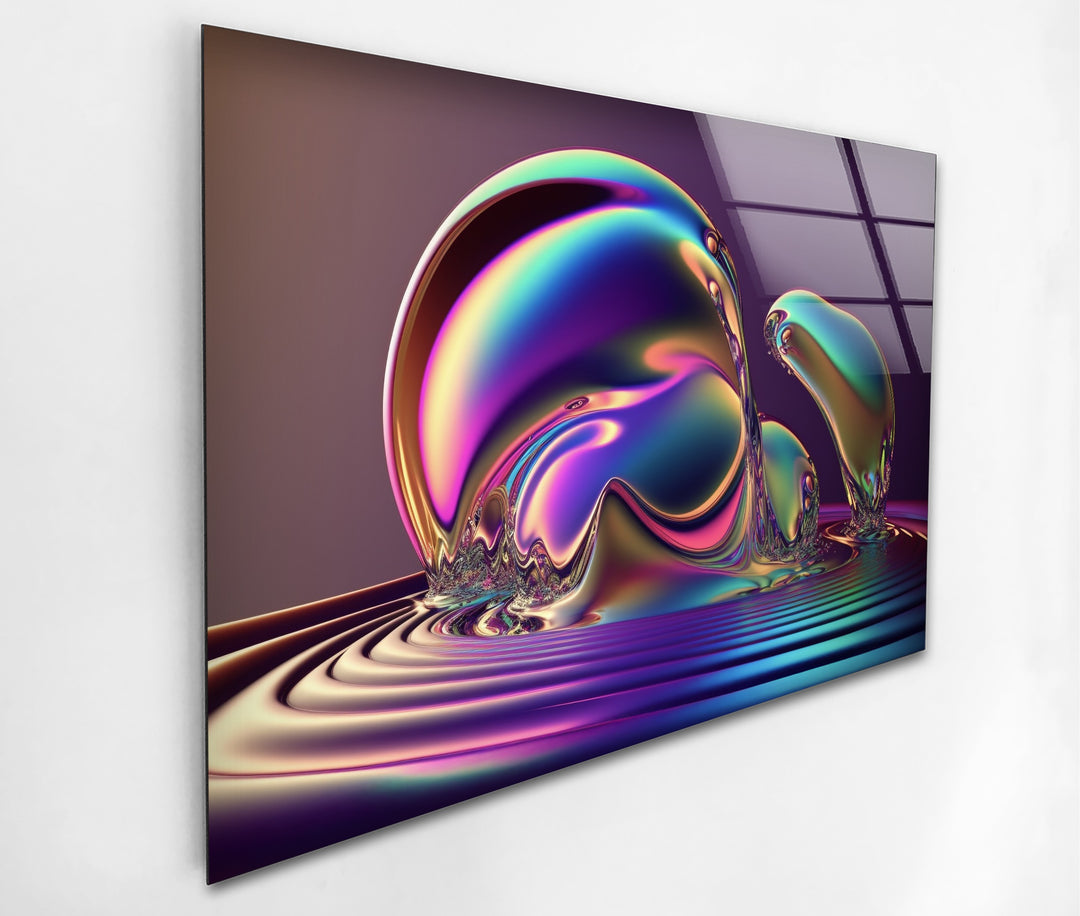 Forma ondulata LuminaFlux – Sfera liquida cromatica Quadri da Parete in Vetro