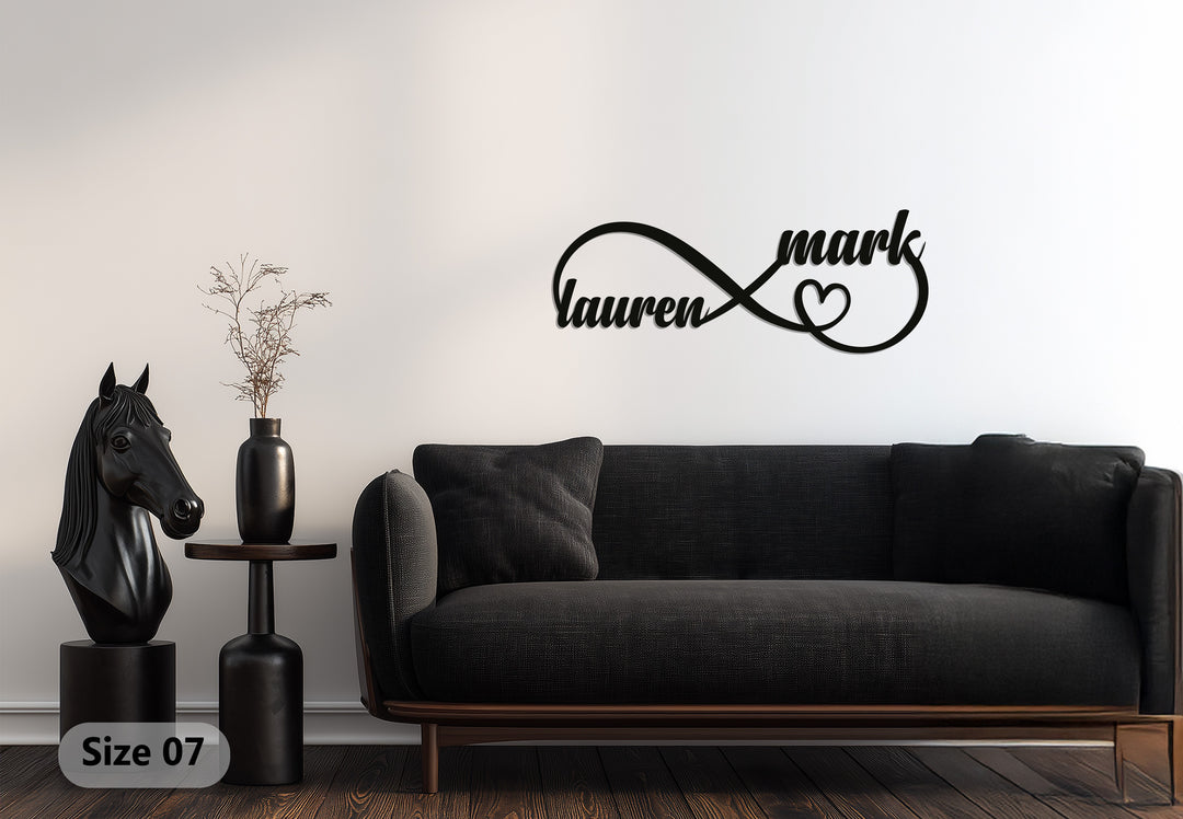 Infinity Couple Name Metal Wall Art – Personalized Decor