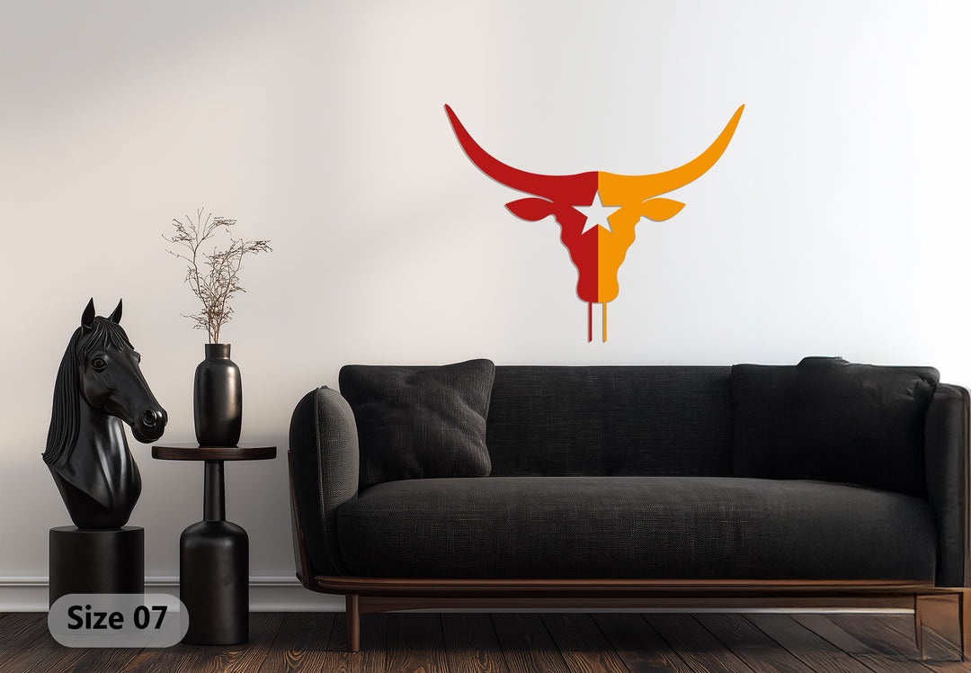 تكساس لونغ هورن ستار – غربي فن جداري معدني