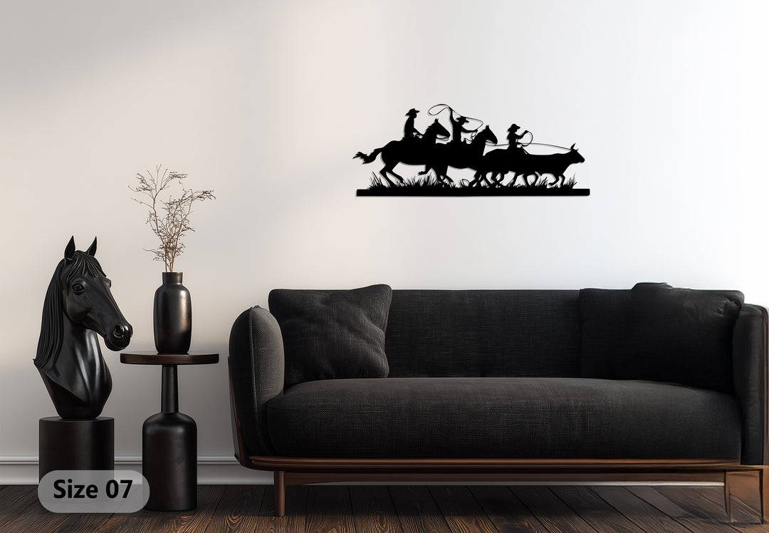 Western Cowboy Silhouette – Horse & Rodeo Metal Wall Art