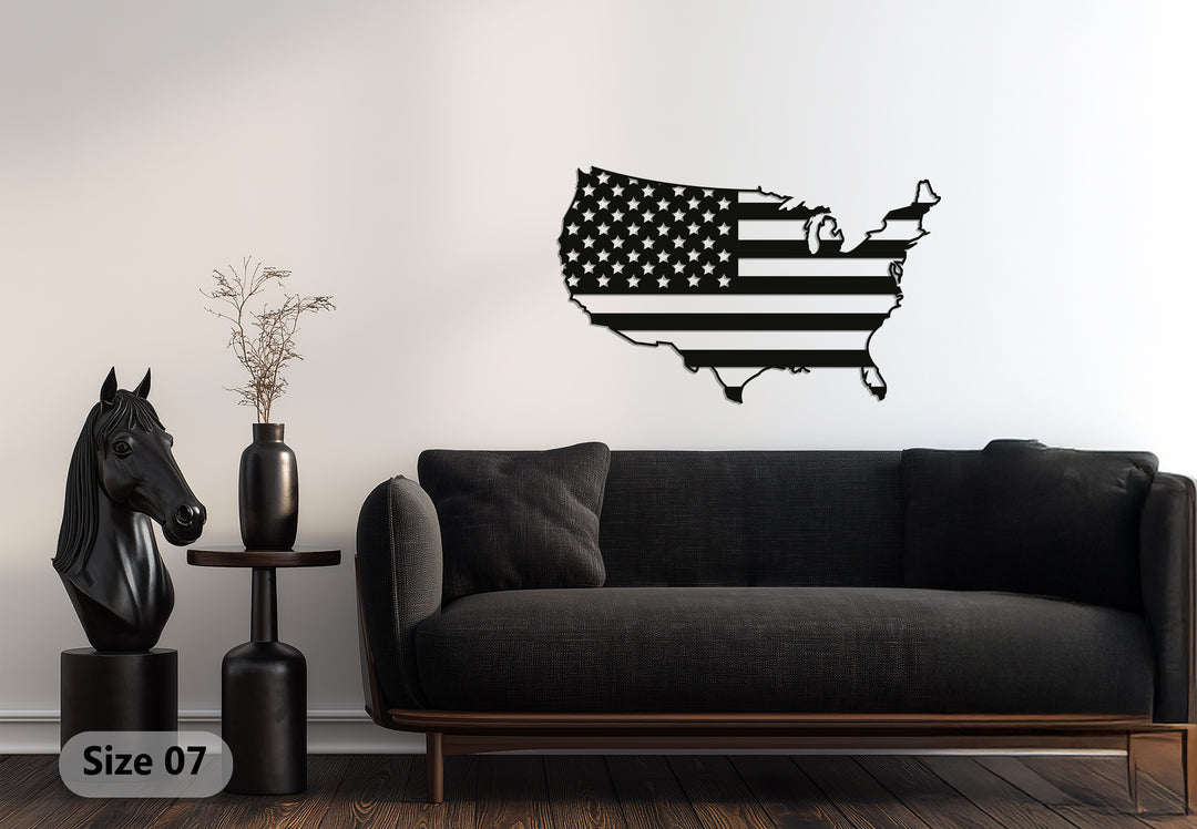 USA Map Metal Wall Art – American Flag Design