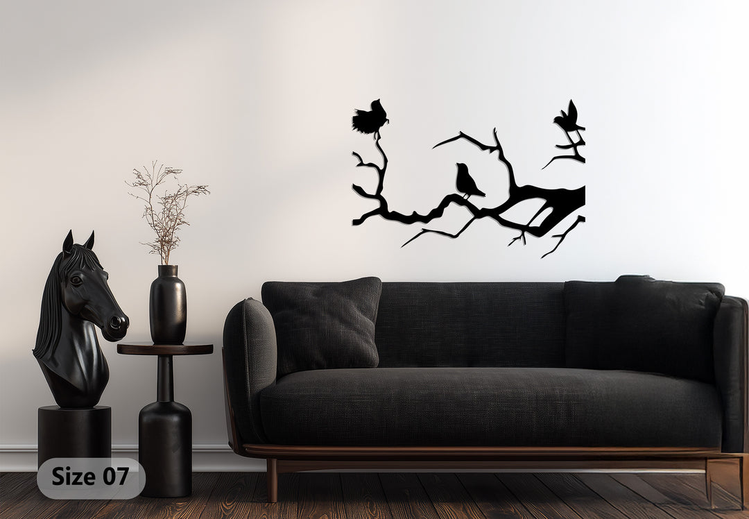 Birds on Branch Metal Wall Art – Nature-Inspired Silhouette
