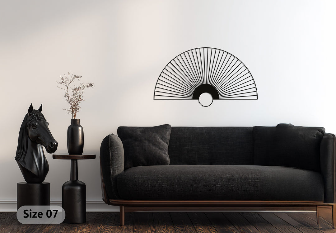 Rising Sun Fan Metal Wall Art – Minimalist Japanese-Inspired Décor
