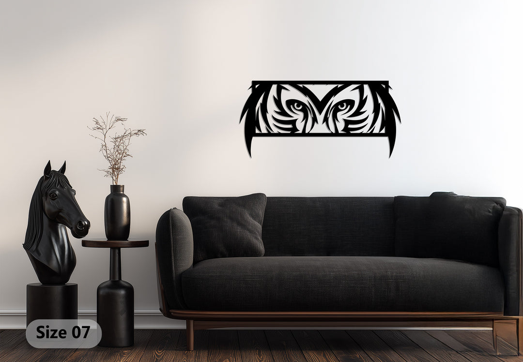 Mystic Owl Eyes Metal Wall Art – Modern Wildlife Decor