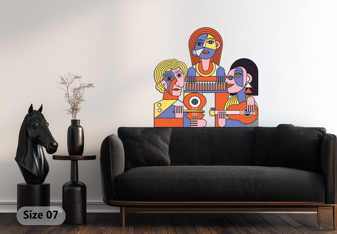 Rhythms of Abstraction – Cubist Musicians Ensemble Metal Wall Art