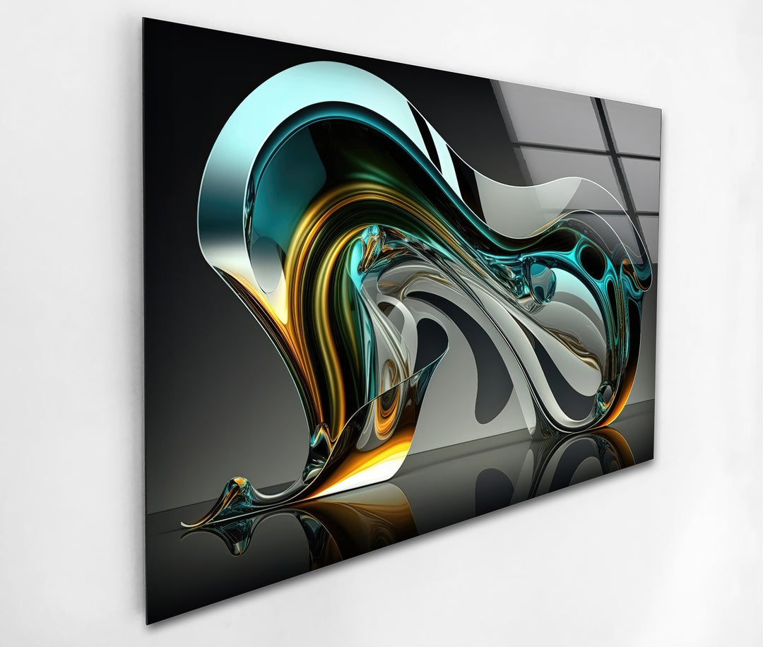 NeoLumen Fluid Arc: Escultura cromática futurista Arte En Vidrio Para Pared