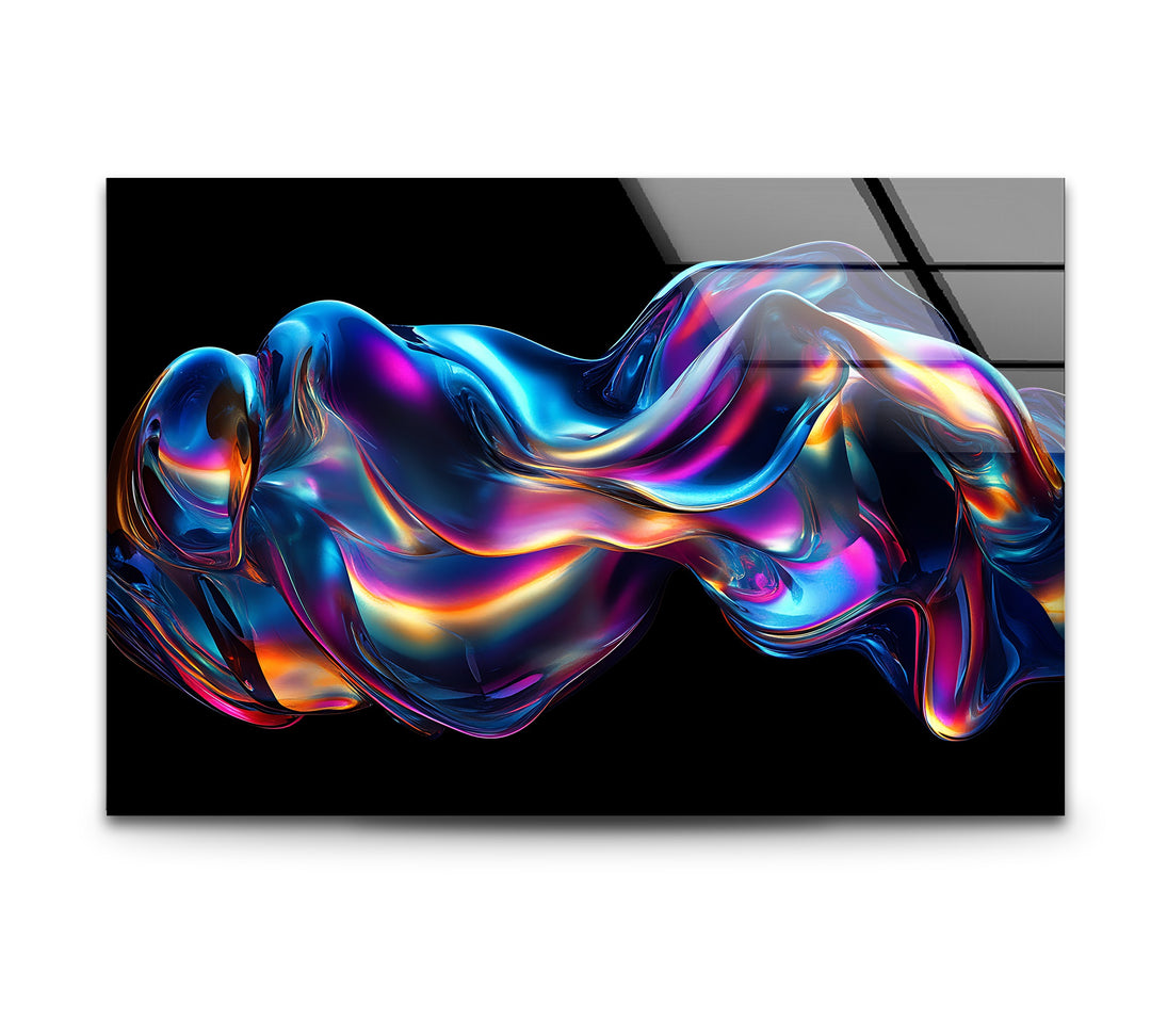 Neon Liquid Pulse – Vibrant Chromatic Flow Glass Wall Art