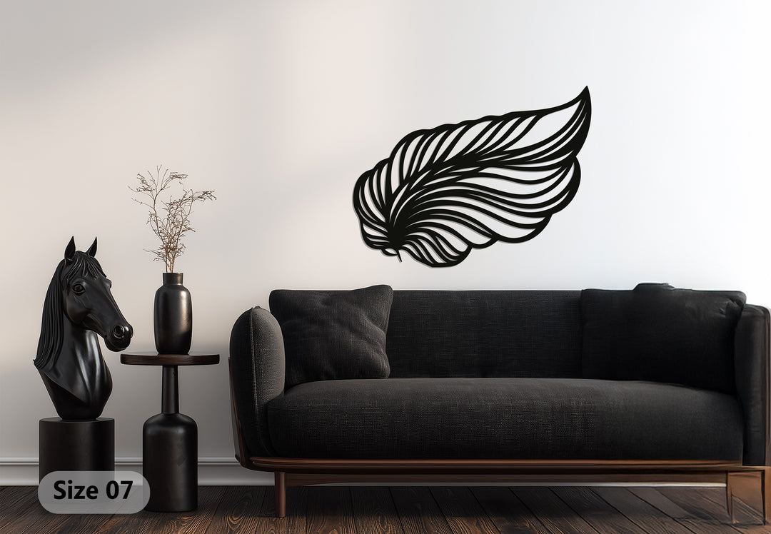 Elegant Wing Feather Metal Wall Art – Modern Black Décor