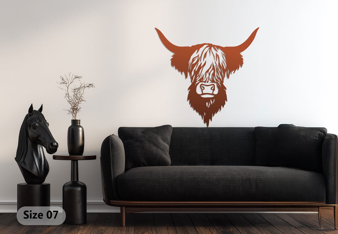 Rustic Highland Cow Metal Wall Art – Farmhouse Animal Silhouette Decor