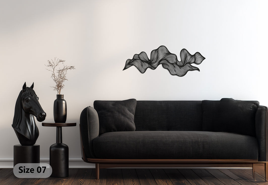 Wavy Flow Metal Wall Art – Modern Abstract Black Sculpture
