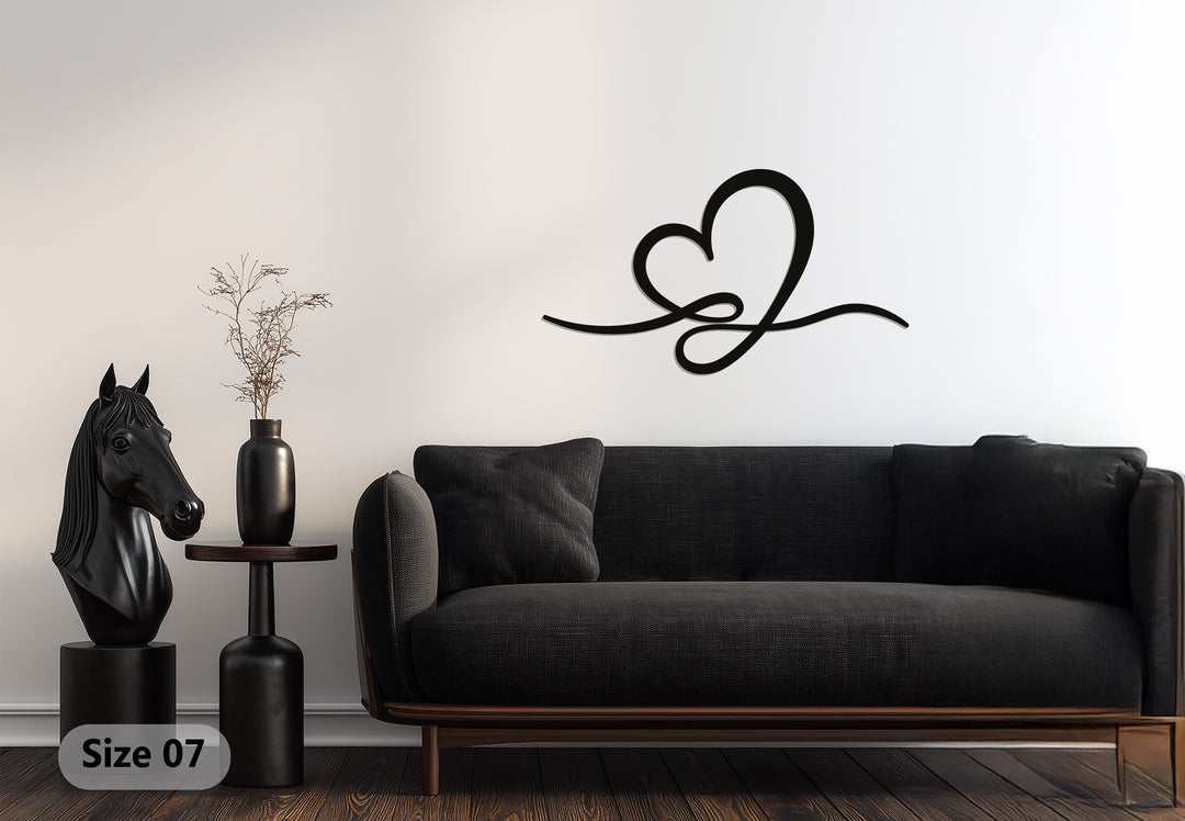 Heart Line – Minimalist Love Metal Wall Art