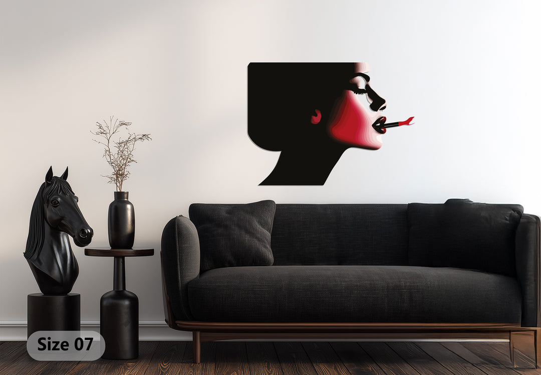 Scarlet Smoke – Bold Woman Silhouette Metal Wall Art