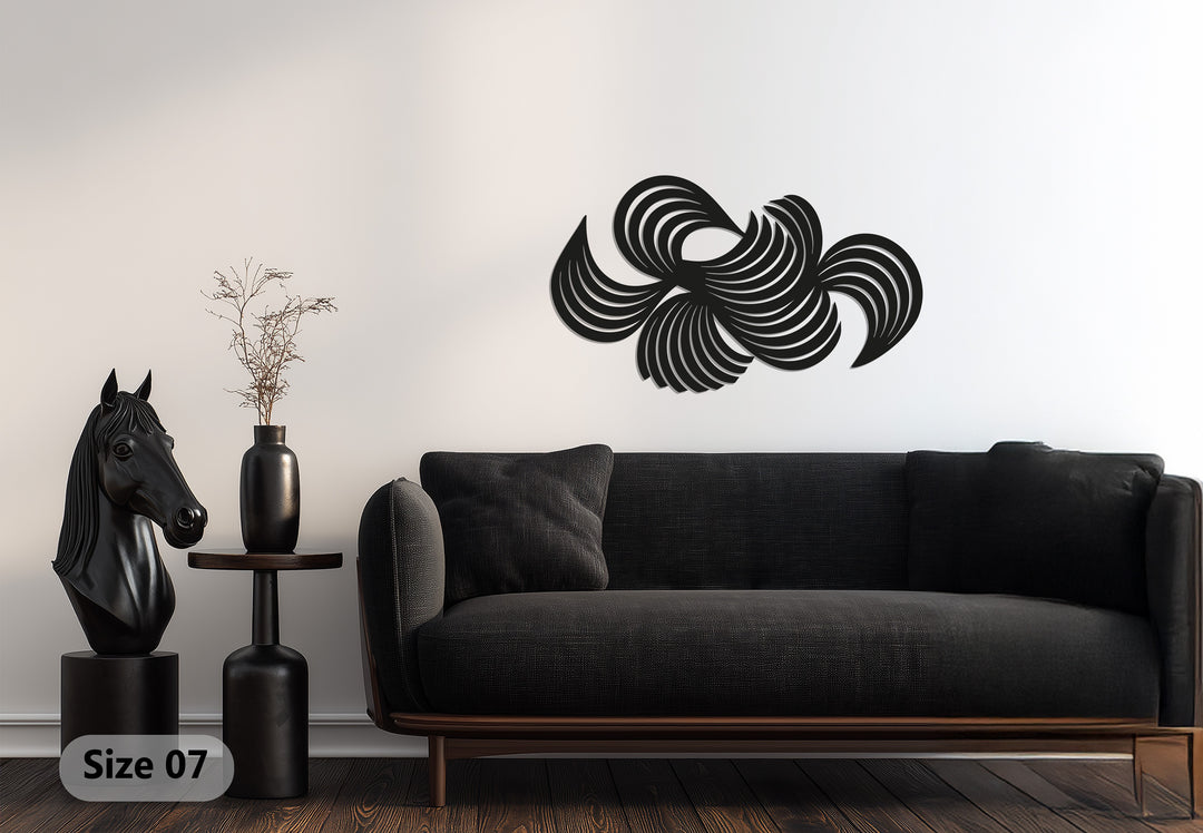 Modern Abstract Swirl Metal Wall Art – Black Geometric Home Décor