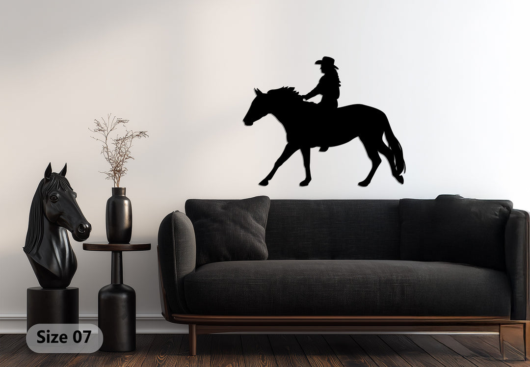 Horse rider metal wall art western style