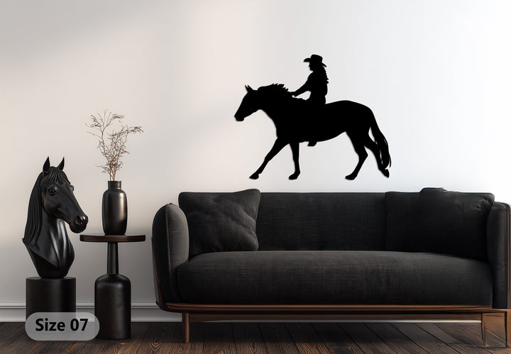 Horse rider metal wall art western style