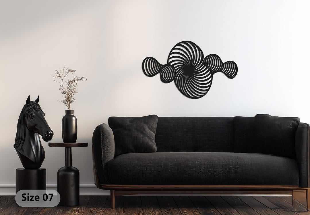 Abstract Spiral Metal Wall Art – Modern Black Geometric Decor