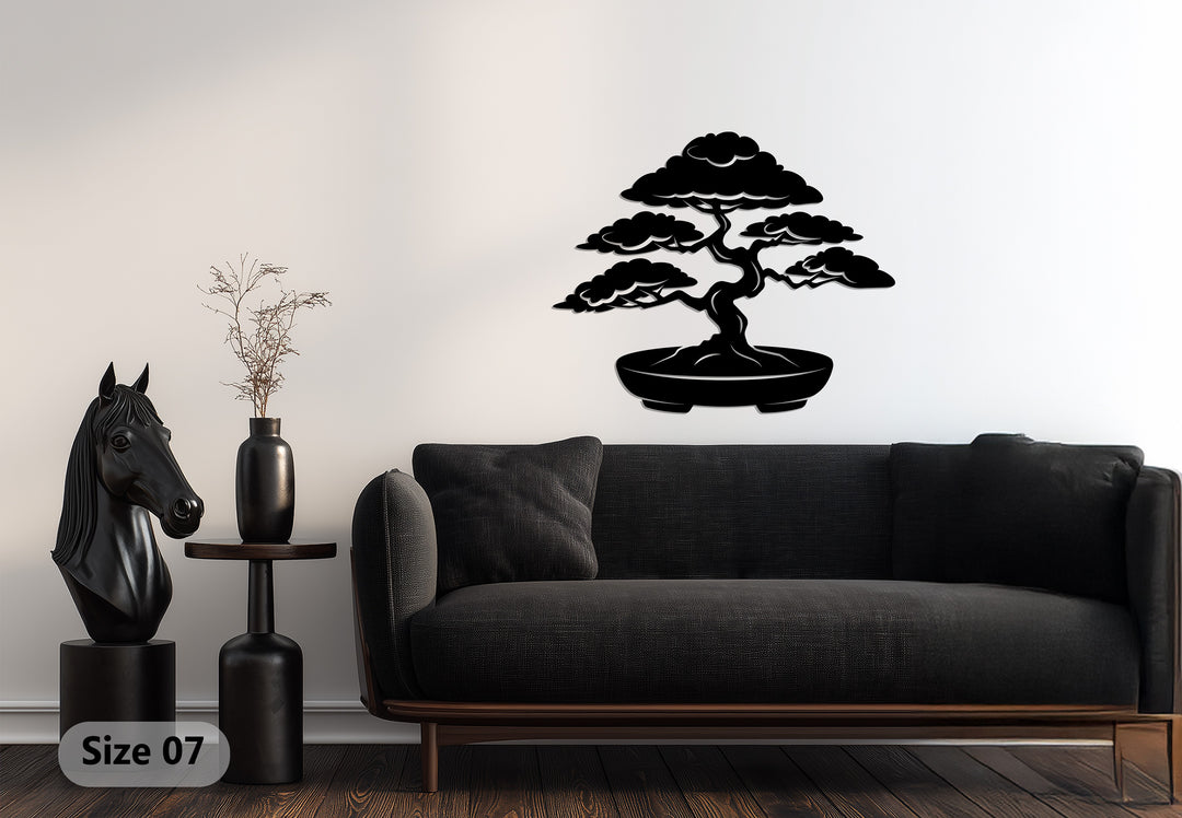 Serene Bonsai Essence – Japanese Tree Metal Wall Art