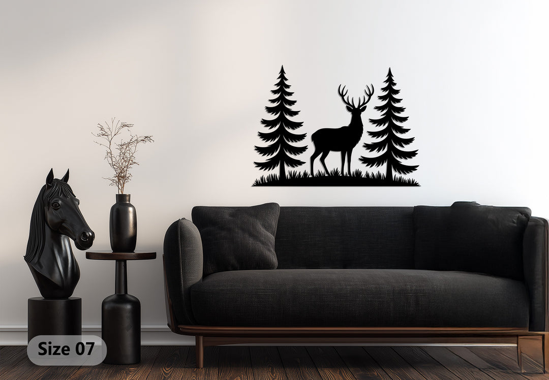 Serene Forest Deer Metal Wall Art – Rustic Cabin Décor