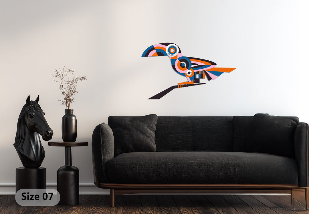 Abstract Toucan Metal Wall Art – Colorful Geometric Bird Home Decor