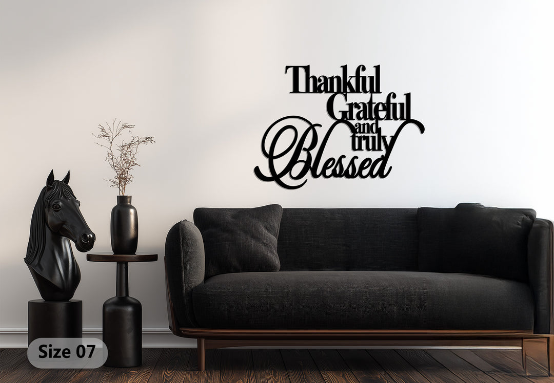 Thankful Grateful Blessed Metal Wall Art – Inspirational Home Decor