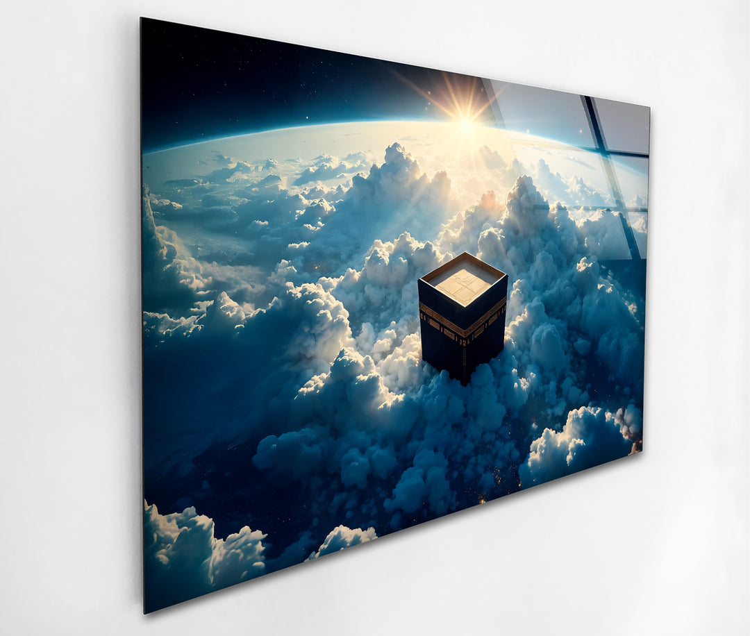 Divine Ascent – Kaaba Above the Clouds Glass Wall Art