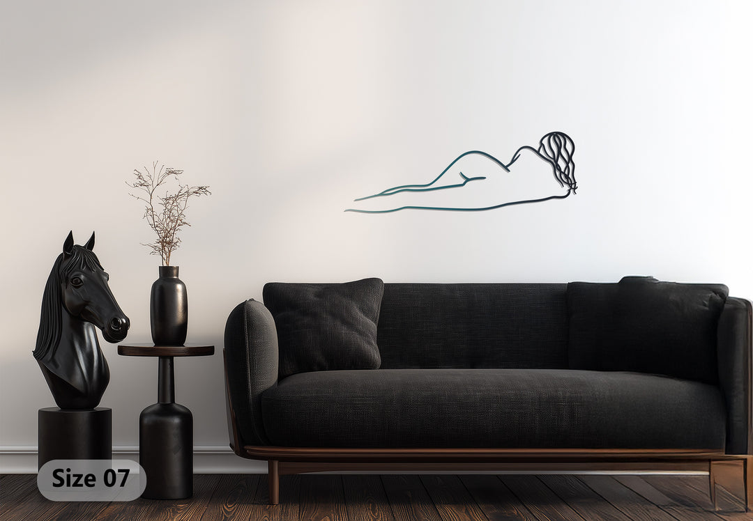 Reclining Grace – Minimalist Female Silhouette Metal Wall Art