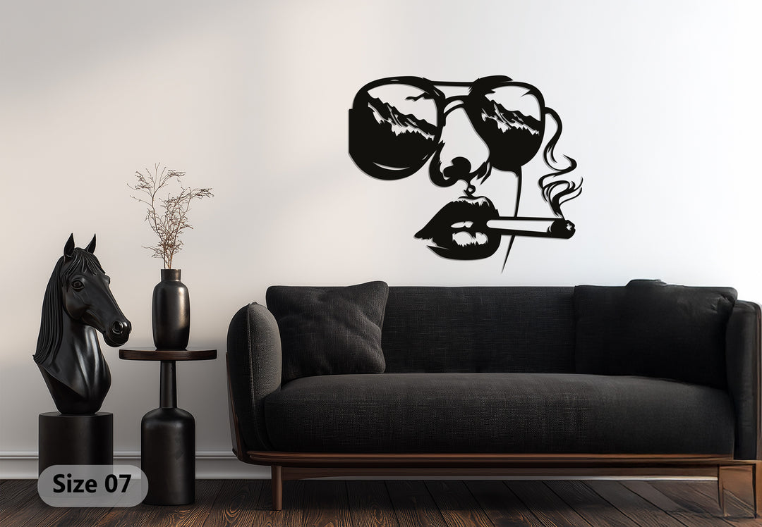 Smoky Reflections – Modern Abstract Face Metal Wall Art