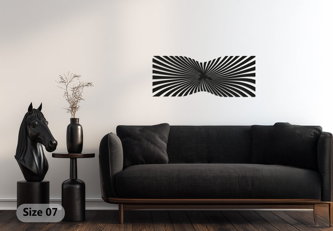 Optical Illusion Metal Wall Art – Modern Black Geometric Décor