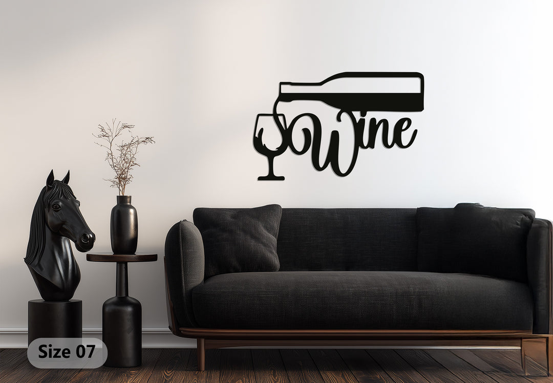 Wine Bottle & Glass – Modern Metal Wall Art