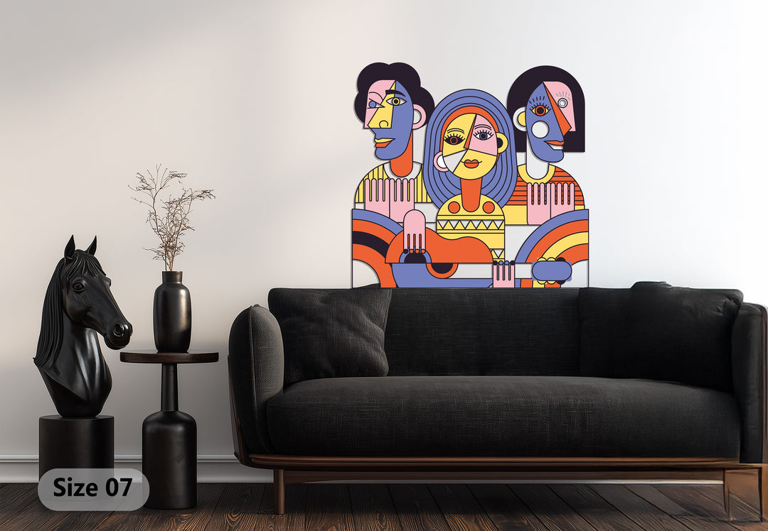 Melodic Harmony – Abstract Musician Trio Cubist Metal Wall Art