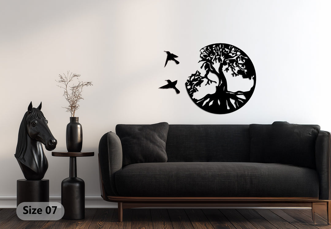 Tree of Life Circle Metal Wall Art – Nature Silhouette Decor