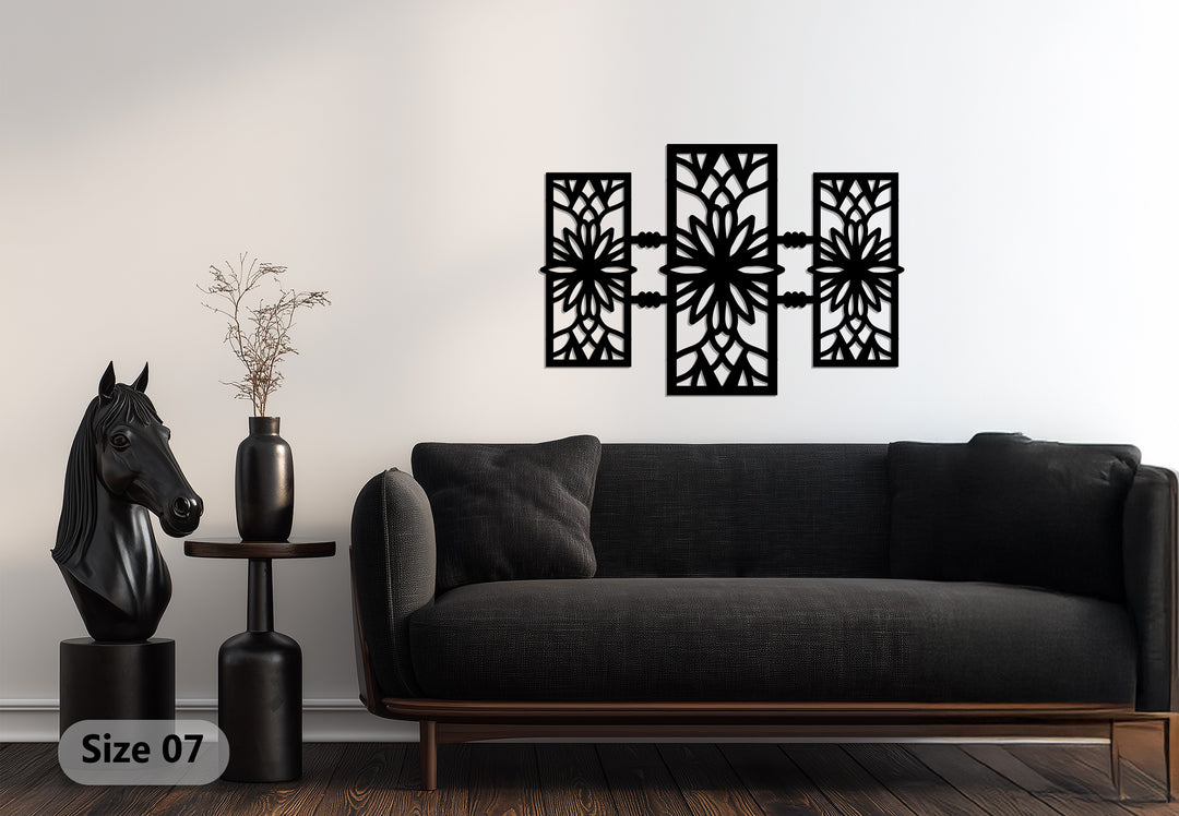 سيمتري بلوم – تصميم زهري هندسي حديث فن جداري معدني